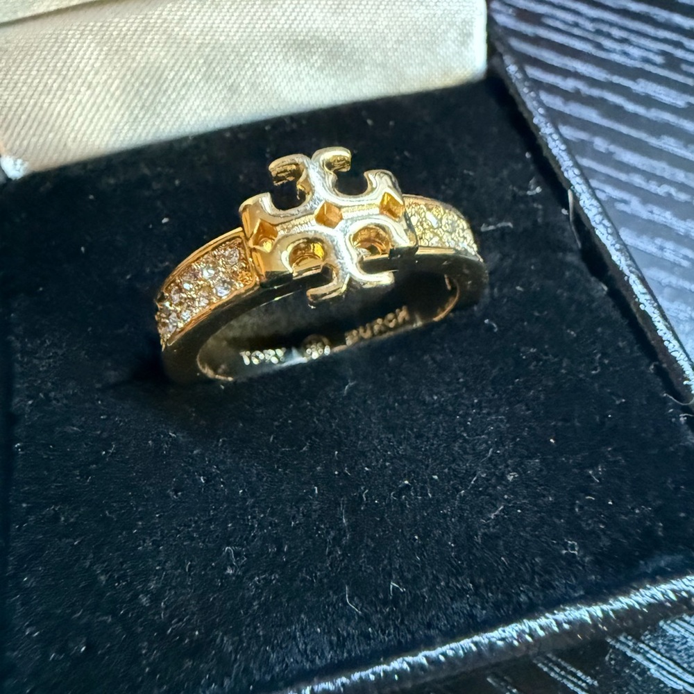 Tory Burch Gold Ring with Sparkling Accents